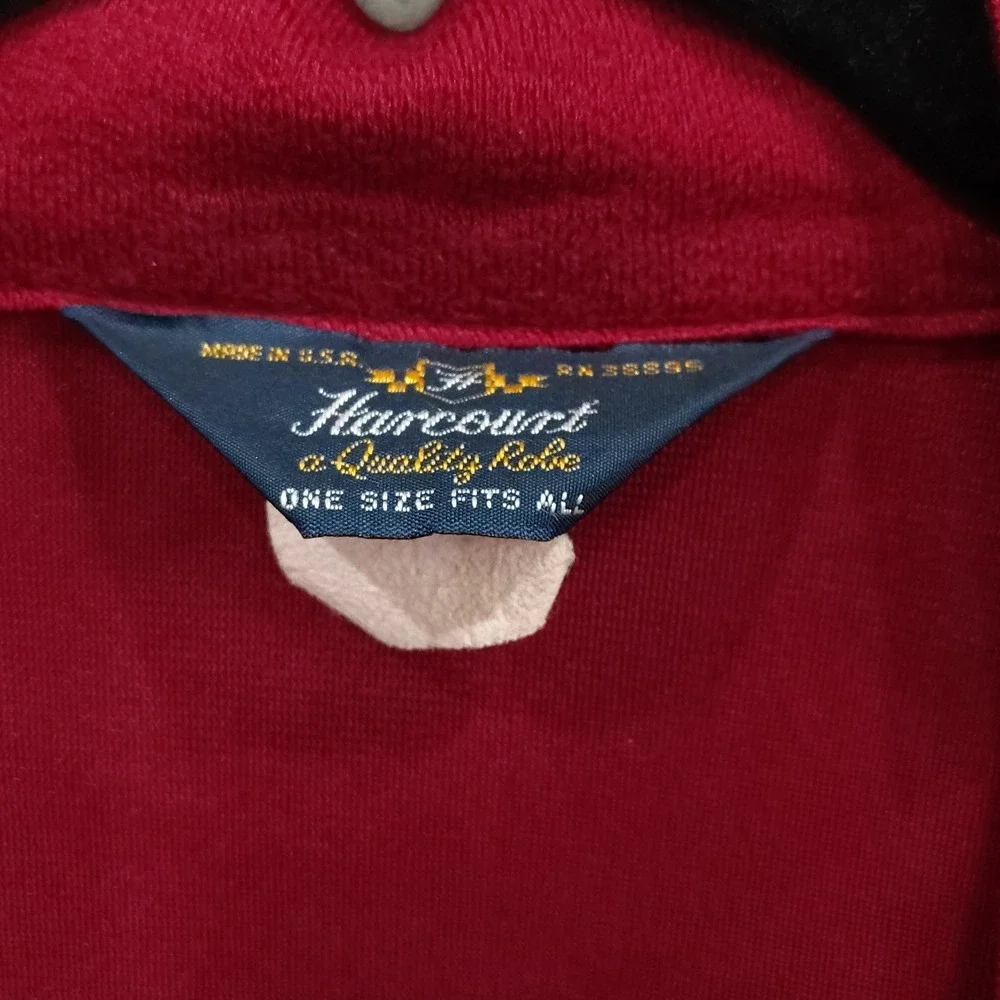 Vintage Harcourt A Quality Robe Made in USA Maroon Velour Robe One Size Fits All